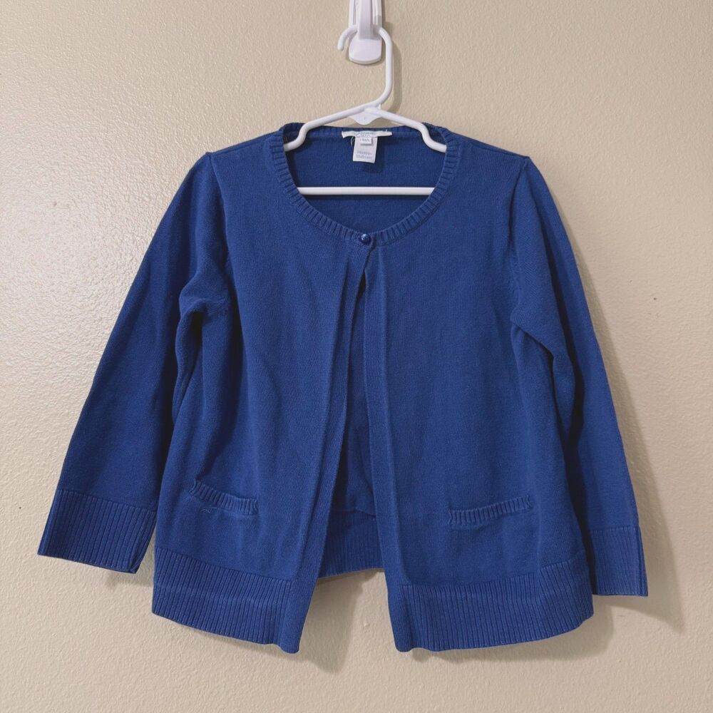 Jacadi Paris Royal Blue Cotton Knit Cardigan Sweater Girls 10Y